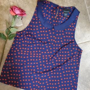 Cynthia Rowley Collared Hearts Top, Size M